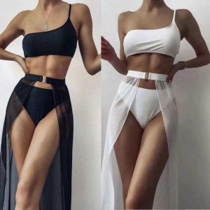 2025 Fashion New Stil European și American Dantelă-Up sexy Backless Bikini Three-Set de piese, costum de baie fără spate, disponibil în stoc V041 Preț:$79.99